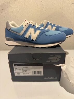 New Balance 574 Sneakers in Sky Blue and White